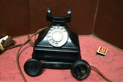 1930and39s Art Deco Pyramid Black Bakelite Telephone 