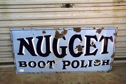 Antique Nugget Boot Polish Enamel Advertising Sign 