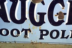 Antique Nugget Boot Polish Enamel Advertising Sign 