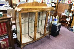 Art Deco 3 Door Walnut Display Cabinet 