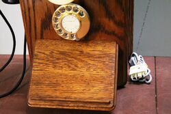 Antique British Ericsson Oak Wall Phone 