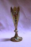 19th Century Bohemian Floral Painted and Gilt White Overlay Glass Vase