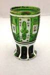 19th Century Bohemian Green Overlay Glass Tumbler 