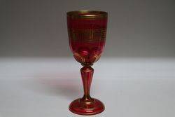 19th Century Bohemian Ruby + Gilt Overlay Goblet  