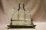 19th Century Cut Lead Crystal 3 Bottle Tantalus On A Silver Plated Stand C1890