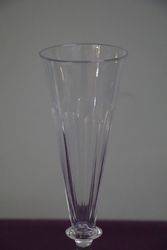 19th Century Funnel Faceted Bowl Double Knop Stem Flute Glass  