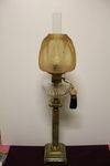 19th Century Oil Lamp On Onyx Base + Brass Mounts Modern Shade