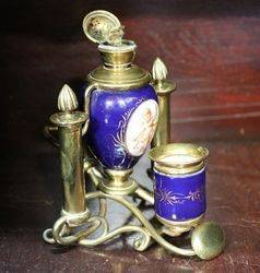 19th Century Porcelain and Bronze Wax Seals Lamp Kit 