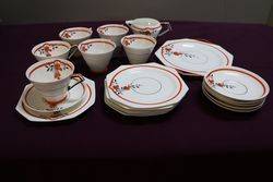 20 Piece Art Deco Hand Painted China Tea Set By Paragon English C1925 