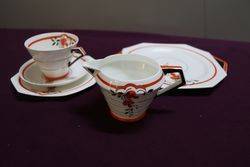 20 Piece Art Deco Hand Painted China Tea Set By Paragon English C1925 