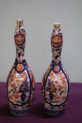 20th Century Pair Of Imari Porcelain Bottle Vases 
