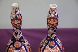 20th Century Pair Of Imari Porcelain Bottle Vases 