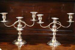 20th Century Silver Plated 3 Branch Candelabra  