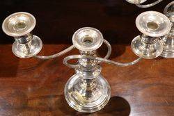 20th Century Silver Plated 3 Branch Candelabra  