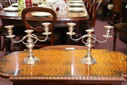 20th Century Silver Plated 3 Branch Candelabra  