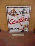 DOUBLE LES VINS DE CARILLON ENAMEL SIGN  --20&amp;quot;x28&amp;quot;  SP32