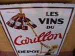 DOUBLE LES VINS DE CARILLON ENAMEL SIGN  --20&amp;quot;x28&amp;quot;  SP32