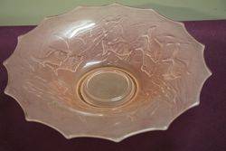 3 Pieces Art Deco Pink Glass Float Bowl C1930  
