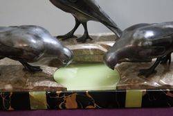 3 Pigeons Figurines on marble Signed By GArisse 