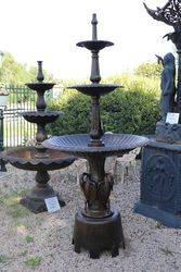 3 Tiered Cast Iron Heron Fountain 