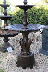 3 Tiered Cast Iron Heron Fountain 