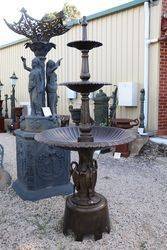 3 Tiered Cast Iron Heron Fountain 