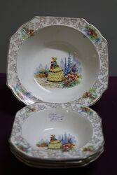 5 Pieces Set Crinoline Lady Bowl 