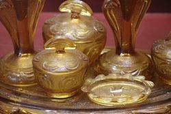 6 piece Deco Amber Glass Trinket Set C1930 