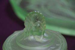 7 Pieces Art Deco Green Uranium Glass Mermaid Trinket Set C1930 