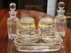 7 Pieces French Cut Glass Dressing Table Set  