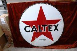 ARRIVING SOON Caltex Round Enamel Advertising Sign