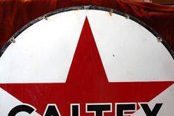 ARRIVING SOON Caltex Round Enamel Advertising Sign