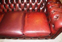 A Deep Red Leather Chesterfield Lounge 