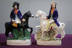 A Fine Pair Antique Staffordshire FlatBack Pottery Figures 