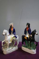 A Fine Pair Antique Staffordshire FlatBack Pottery Figures 