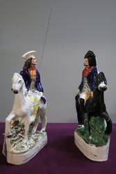 A Fine Pair Antique Staffordshire FlatBack Pottery Figures 