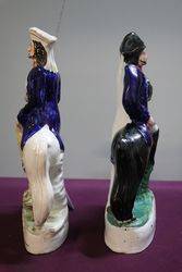 A Fine Pair Antique Staffordshire FlatBack Pottery Figures 