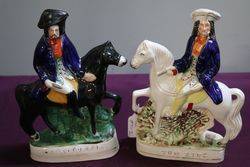 A Fine Pair Antique Staffordshire FlatBack Pottery Figures 