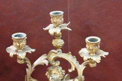 A Fine Pair Of Antique Gilt Bronze 3 Branch Cherub Candelabras C1860