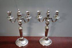 A Fine Pair of Antique Silver Plate 2 Branch Candelabra 