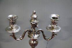 A Fine Pair of Antique Silver Plate 2 Branch Candelabra 