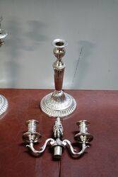A Fine Pair of Antique Silver Plate 2 Branch Candelabra 