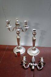 A Fine Pair of Antique Silver Plate 2 Branch Candelabra 