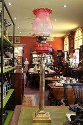 A Genuine Late Victorian Ruby Glass Banquet Lamp 