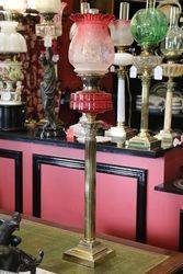 A Genuine Late Victorian Ruby Glass Banquet Lamp 