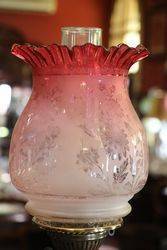 A Genuine Late Victorian Ruby Glass Banquet Lamp 