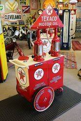 A Genuine Texaco 2 Pump Oil Cart