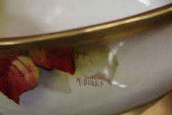 A Large Royal Worcester Kitty Blake Hand Painted Autumnal Fruits Bowl  Dated 193