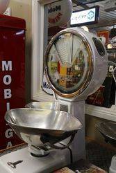 A Large Set Of White Enamel And Mirrored Avery Shopkeepers Scales 