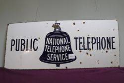 A National Telephone Service and39Public Telephoneand39 Enamel Sign 